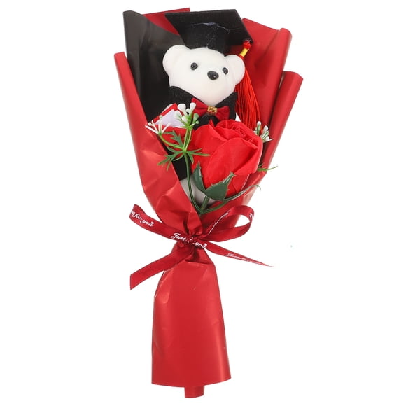 Graduation Bear Bouquet Cute Bear with Artificial Flowers Graduation Party Decorations Grad Season Present for Graduates