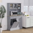 thumbnail image 2 of HOMCOM Kitchen Pantry Cabinet, Storage Cabinet w/ Charging Station, Grey, 2 of 10
