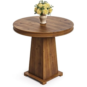 Fnova 31.5" Solid Wood Round Dining Table for 2 People, Modern Farmhouse Pedestal Kitchen Table, Small Dinner Table for Dining Room, Kitchen, Living Room, Apartment, Small Spaces