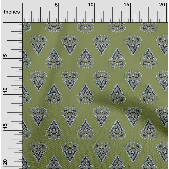 oneOone Cotton Flex Fabric Leaves & Floral Block Printed Craft Fabric BTY 40 Inch Wide