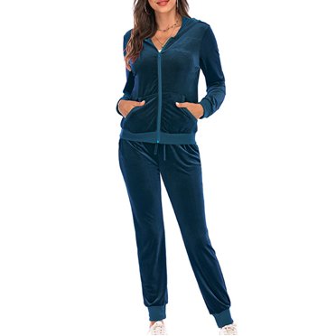 Wiyuqeen Survêtements Ajustés pour Femmes Petite Survêtements en Velours 2 Pcs Tenues de Joggers Ensembles de Jogging à Fermeture Éclair Ensembles de Survêtements Doux Tenues de Sport avec Pocklets