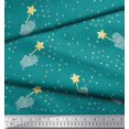 thumbnail image 2 of Soimoi Green Modal Satin Fabric Musical Symbol & Star Printed Craft Fabric by the Yard 42 Inch Wide, 2 of 3