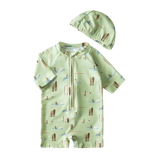 Sunnyoo Little Boy Swimsuit Zipper Rashguard Sunsuit Swimwear Bathing Suit, Sizes 1-8