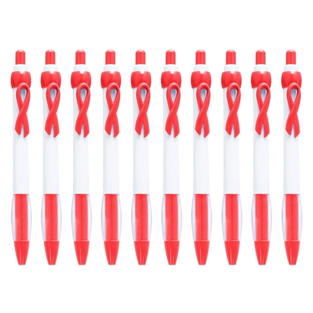 10 Pcs Ribbon Retractable Gel Roller Pen Breast Cancer Awareness Ribbon Pen Point Breast Cancer Pens Plastic Gel Ballpoint Pens For Women Gift 10ML