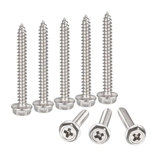 Unique Bargains M4 x 35mm 304 Stainless Steel Phillips Hex Washer Self Tapping Screws 25 Pack
