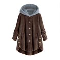 thumbnail image 1 of Womens Cardigan Plus Size Button Plush Tops Hooded Loose Cardigan Wool Coat Winter Jacket Navy Xl, 1 of 3