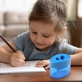 thumbnail image 4 of FHBVT Double Hole Pencil Sharpener for Kids Portable Oval Manual Sharpener Carbon Steel Blade Transparent Leak-Proof Shavings Container Safe Rounded Design for School Office Students Teachers Artist, 4 of 7