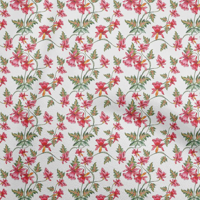 oneOone Silk Tabby White Fabric Florals Sewing Craft Projects Fabric Prints By Yard 42 Inch Wide
