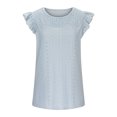thumbnail image 4 of Plus Size Summer Tops for Women Crochet Crewneck Ruffle Shorts Sleeve T Shirts Loose Blouses, 4 of 7