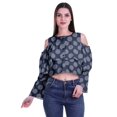 thumbnail image 1 of Moomaya Button Front Cold Shoulder Top Printed  Casual Loose Blouse Short Top, 1 of 4