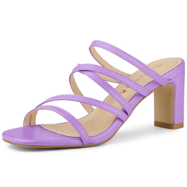 BLISSFUL STEP Sandales à Talon Bloc à Enfiler pour Femme à Brides Croisées Violet (Taille 7)