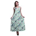 thumbnail image 1 of Bimba Robe Maxi à Bretelles Spaghetti Sans Manches pour Femmes en Rayonne Imprimée d'Oiseaux, Coupe Évasée, Cami - Petit, 1 of 5