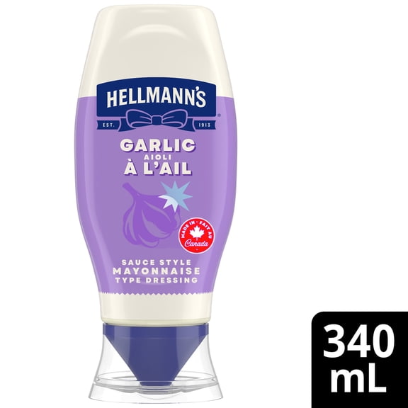 Hellmann’s Garlic Aioli, Gluten‑Free & Kosher, Squeeze Bottle, 340 ml
