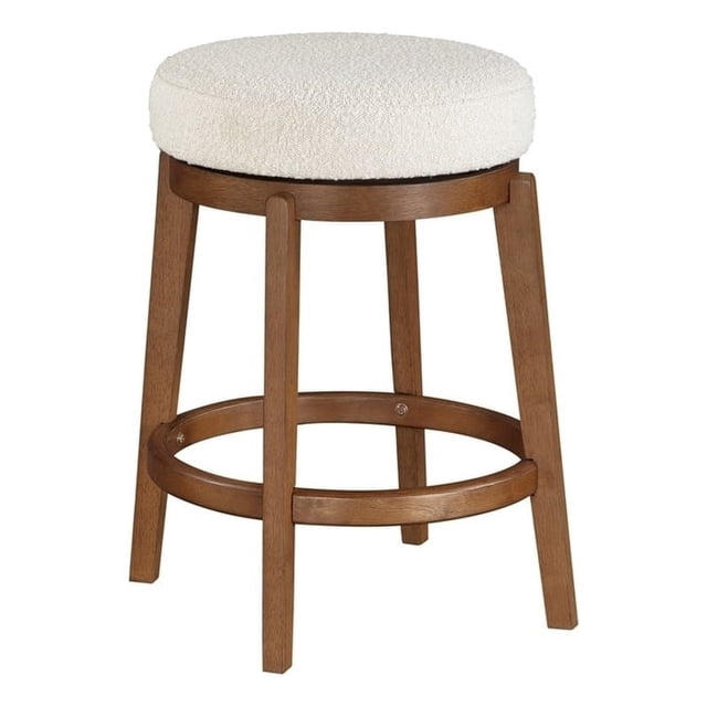 Lexicon Lily Boucle Fabric Swivel Counter Height Chair in White