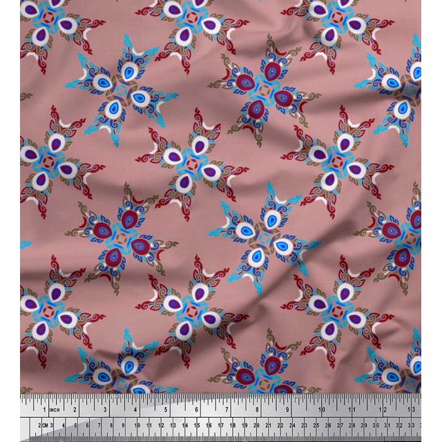 Soimoi Rayon Fabric Tiles Moroccan Print Sewing Fabric Yard 56 Inch Wide
