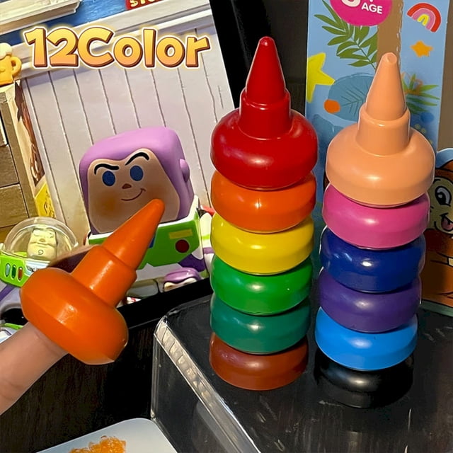 Clearance Sale! Dusknt Painting Crayons Fun Stationery Finger Crayon Set 12 Color Set