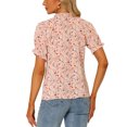 thumbnail image 3 of INSPIRE CHIC Women's Blouse Floral Ruffled Short Sleeve Ruffle Neck Casual Blouses L Light Pink, 3 of 6