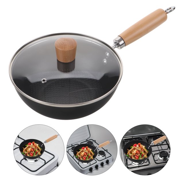 AURARMLET Cooks Black Frying Pan Wok Asian Cooking Tools Kitchenware 1Pack