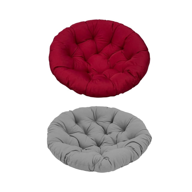 DOLITY Coussin de Siège Extérieur de Remplacement 2x Coussins de Chaise Ronds 24po X 24po Siège de Patio Gris Rouge