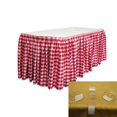 thumbnail image 1 of SKTcheck17x29-10Lclips-RedK98 10 L-Clips LA Linen Jupe de Table à Carreaux en Polyester Blanc & Rouge - 17 Pi. x 29 Po., 1 of 1