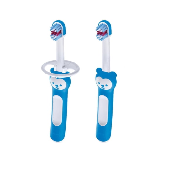 MAM Baby Toothbrush, Baby's Brush, Boy, 6+ Months, 2 Brushes