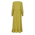thumbnail image 4 of Kcodviy Nouvelles Robes Saisonnières Musulmanes en Lin pour Femmes Longueur Midi Rétro Décontractée Robe Maxi Vêtements d'Été de Bureau pour Femmes Ample Col Rond Ourlet à Volants Robe pour Tailles Plus, 4 of 8
