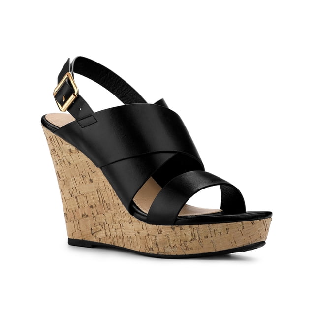 BLISSFUL STEP Women's Platform Heels Ankle Strap Wedges Sandals