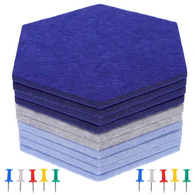 10pcs Household Wall Decorative Felt Board Hexagon Pin Board Thick Tiles Bulletin Board With Drawing Pin