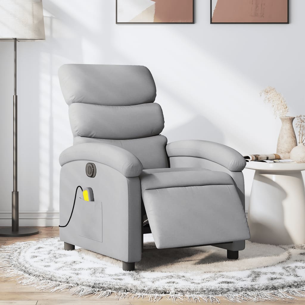 vidaXL Fauteuil Inclinable de Massage Électrique en Tissu Gris Clair