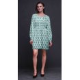 thumbnail image 2 of Bimba Robe Midi à Manches Longues Imprimé Floral Damassé Pochoir Vert Vêtements pour Femmes-Petit, 2 of 7