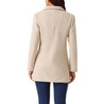 thumbnail image 3 of Unique Bargains Manteau d'Hiver pour Femmes Mi-Long Décontracté Col Cranté Simple Boutonnage Beige L, 3 of 5