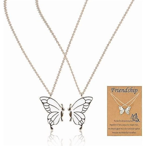 Collier d'Amitié, Colliers Meilleure Amie pour 2 Filles Pendentif Assorti Papillon Délicat BFF Collier Papillon d'Amitié pour Fille Femmes Amies