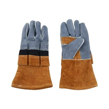 Abbracc 1 Paire de Mitaines de BBQ en Cuir Isolation contre les Flammes Four Extérieur Gants Résistants à la Chaleur pour Brun 13.6x7.3 Pouces