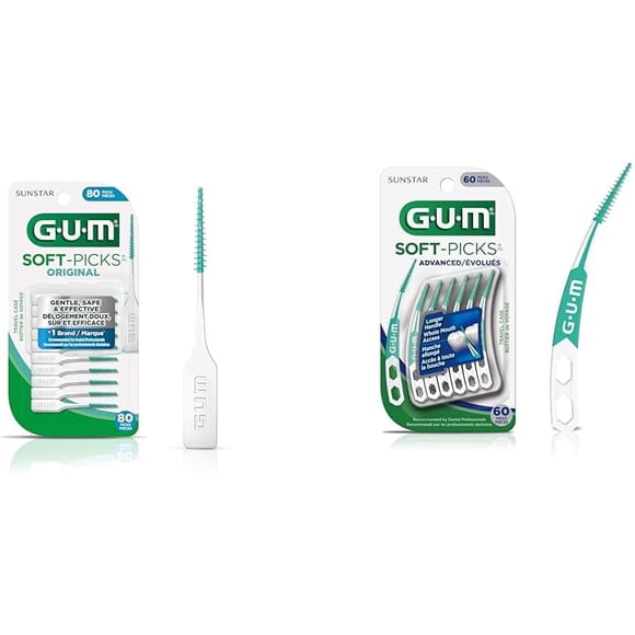Choix Souples pour Gencives Choix Dentaires Originaux, Nettoyage entre les Dents, Étui pour Emporter, 80 Unités et Choix Souples Choix Dentaires Avancés, Conception Courbée, Contrôle Précis, 60 Unités