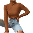 thumbnail image 2 of EGNMCR Chandail à Col Roulé pour Femmes, Chandails pour Femmes Mode Femmes Manches Longues Unies chandail Col Roulé Chandail Décontracté Hauts Chandail Femmes, 2 of 8