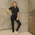thumbnail image 4 of Women Body Shaper Short Sleeve Sweat Suit Waist Trainer Workout, 4 of 8