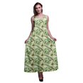 thumbnail image 1 of Bimba Robe Maxi à Bretelles Spaghetti Sans Manches pour Femmes en Rayonne à Imprimé Feuilles, Coupe Évasée - Medium, 1 of 5