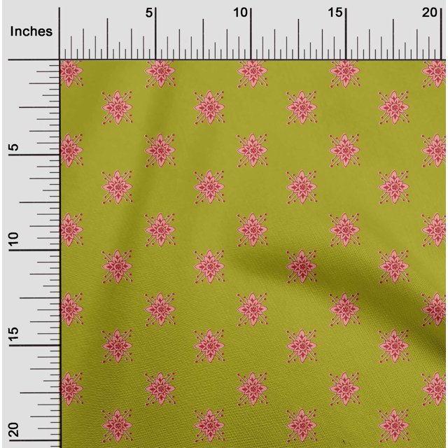 oneOone Cotton Poplin Fabric Floral Block Print Fabric By Yard 56 Inch Wide