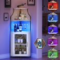 thumbnail image 3 of Armoire de Bar d'Angle, Armoire à Vin Moderne avec Tablettes de Rangement et Porte en Treillis, Armoire de Rangement pour Alcools de Bar à Domicile avec Support en Verre pour Salon, Salle à Manger, 3 of 6