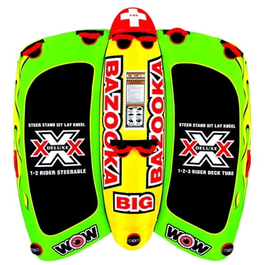 WOW Watersports Big Bazooka Steerable 1 to 4 Person Rider Towable Tube