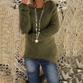 thumbnail image 2 of T-shirts à Col Rond à Manches Longues pour Femmes, Mode d'Automne, Hauts Western Tendance pour Dames, Tunique Ample, Hauts Grande Taille, Chandails Unis, Vert Armée, TTTG, 2 of 4