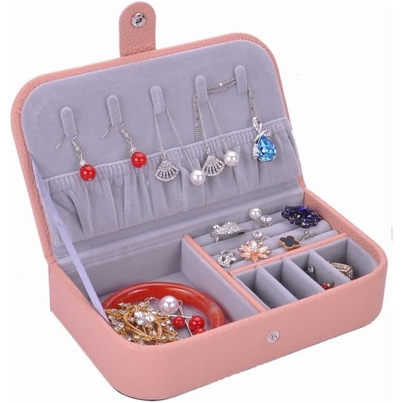 Jewellery Organizer Jewellery Box Leather Jewellery Box Women Travel Jewellery Case Portable Small Jewellery Organizer Box for Rings Earrings Necklace Jewellery Case Jewellery Display Storage (Nero 19*11*4.4cm)