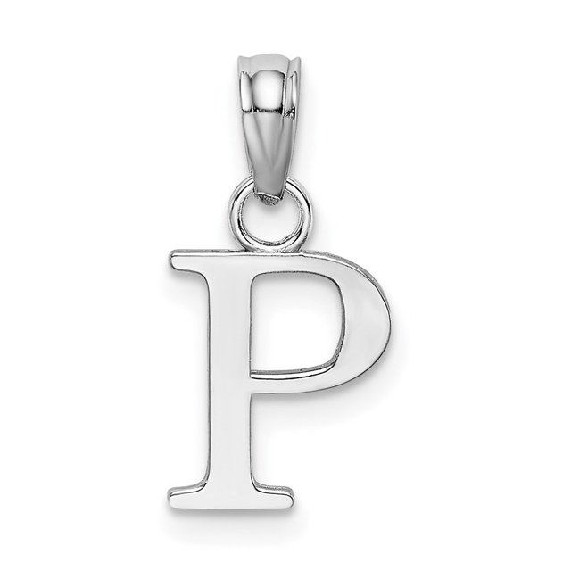 Diamond2Deal 14K White Gold Block Letter P Initial Pendant for Women