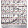 thumbnail image 1 of Soimoi Polyester Crepe Fabric Leaves & Floral Block Printed Fabric 1 Yard 42 Inch Wide, 1 of 3
