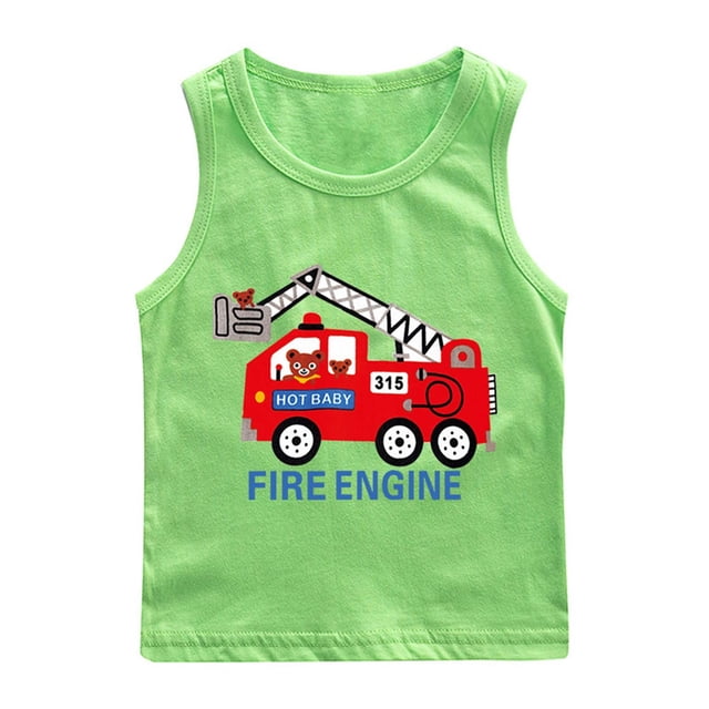 RXIRUCGD 2025 Vêtements d'Été pour Enfants Chemise de Base à Col Rond Sans Manches pour Garçons