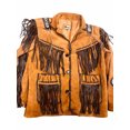 thumbnail image 1 of Classyak Men's Western Fringed and Beaded Leather Moto Jacket, 1 of 2