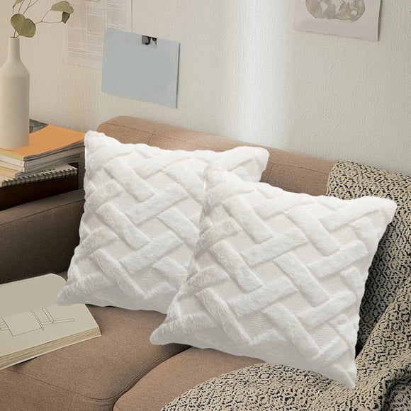 Solid Color Intersection Plaid Decorative Pillowcase 40x40cm For Living Room Sofa Bed Fashionable Home Decoration Soft Furry Cushions