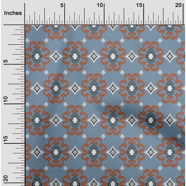 oneOone Cotton Poplin Fabric Diamond & Swirl Ikat Printed Craft Fabric BTY 56 Inch Wide