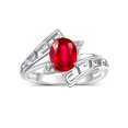 thumbnail image 1 of RYLOS Rings for Women Sterling Silver Greek Key Designer Ring 9X7MM Gemstone & Diamond Ring July Ruby Jewelry  Size 5, 1 of 7