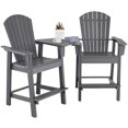 thumbnail image 1 of 2pcs HDPE Tall Adirondack Chair Barstools Connecting Tray Patio Footrest Gray, 1 of 9